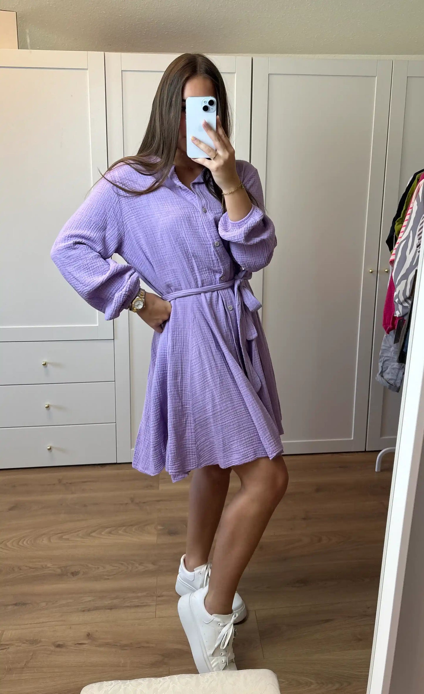 Musselinkleid "Marlene" Flieder