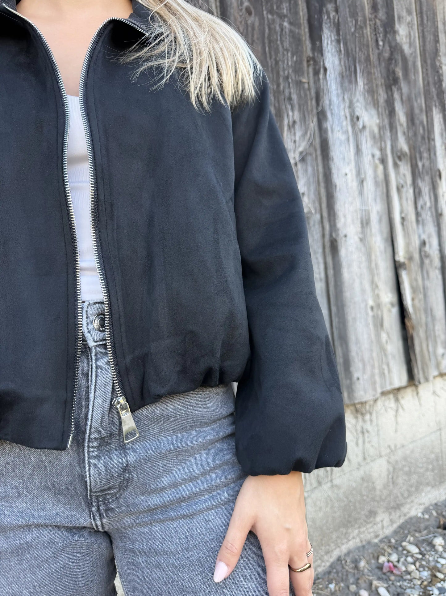 Bomberjacke "Velvet" Schwarz