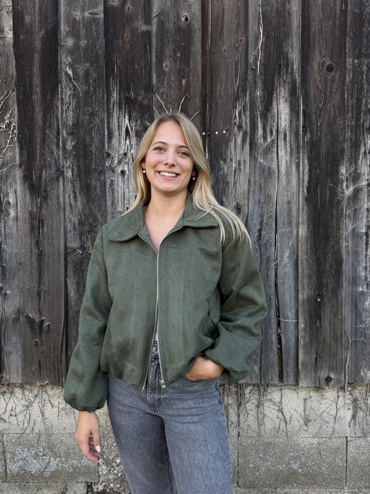 Bomberjacke "Velvet" Olivegrün
