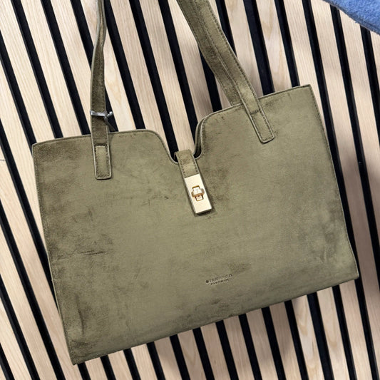 Tasche "Luxe Suede" Olivegrün