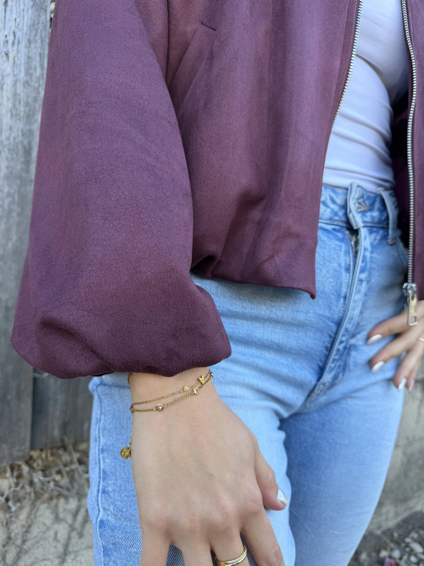 Bomberjacke "Velvet" Weinrot
