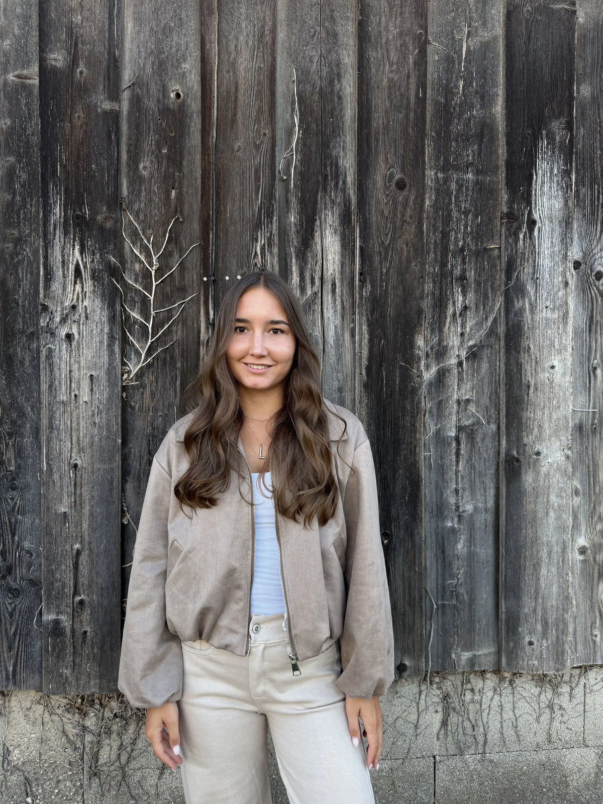 Bomberjacke "Velvet" Taupe