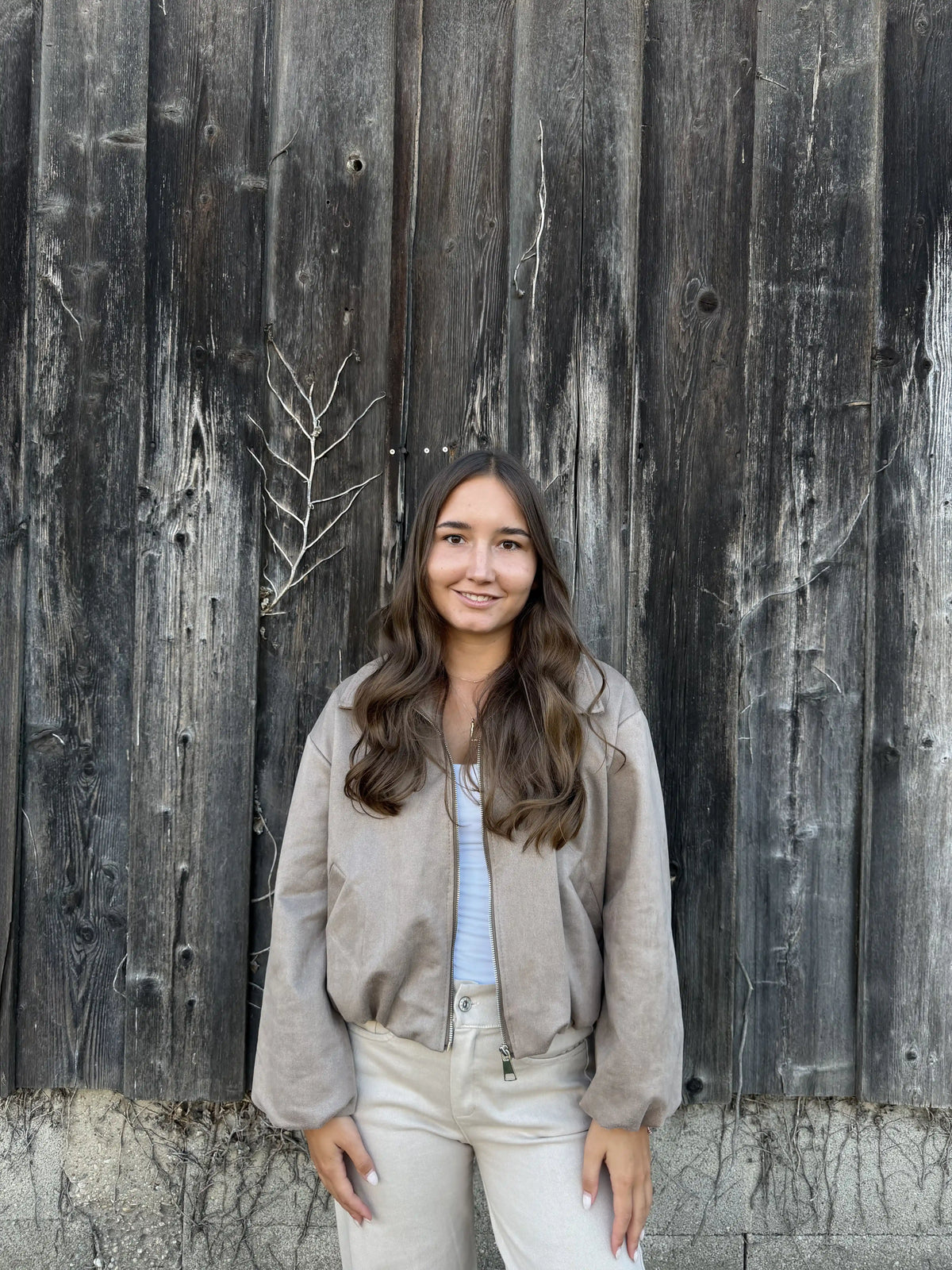 Bomberjacke "Velvet" Taupe