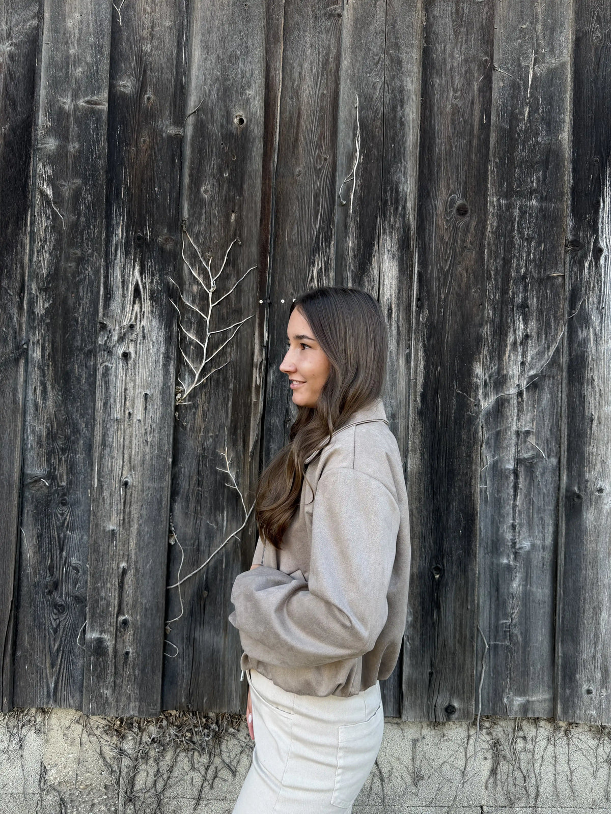 Bomberjacke "Velvet" Taupe