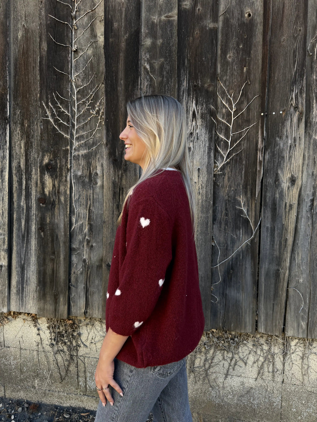 Cardigan "Herzerwärmend" Weinrot