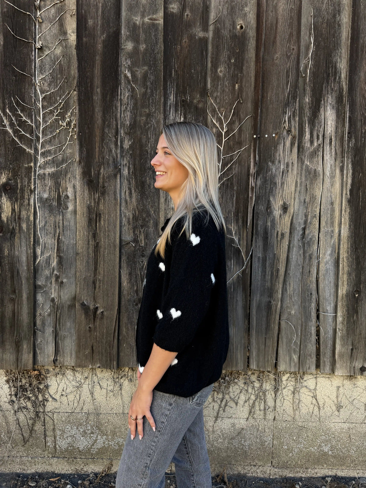 Cardigan "Herzerwärmend" Schwarz