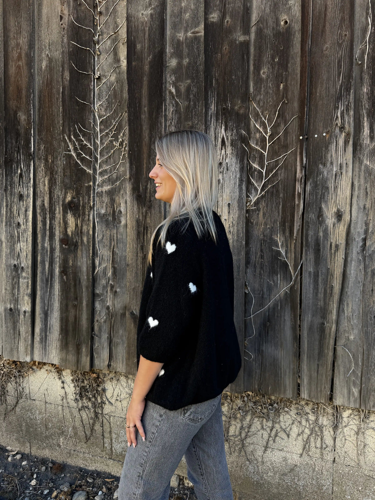 Cardigan "Herzerwärmend" Schwarz