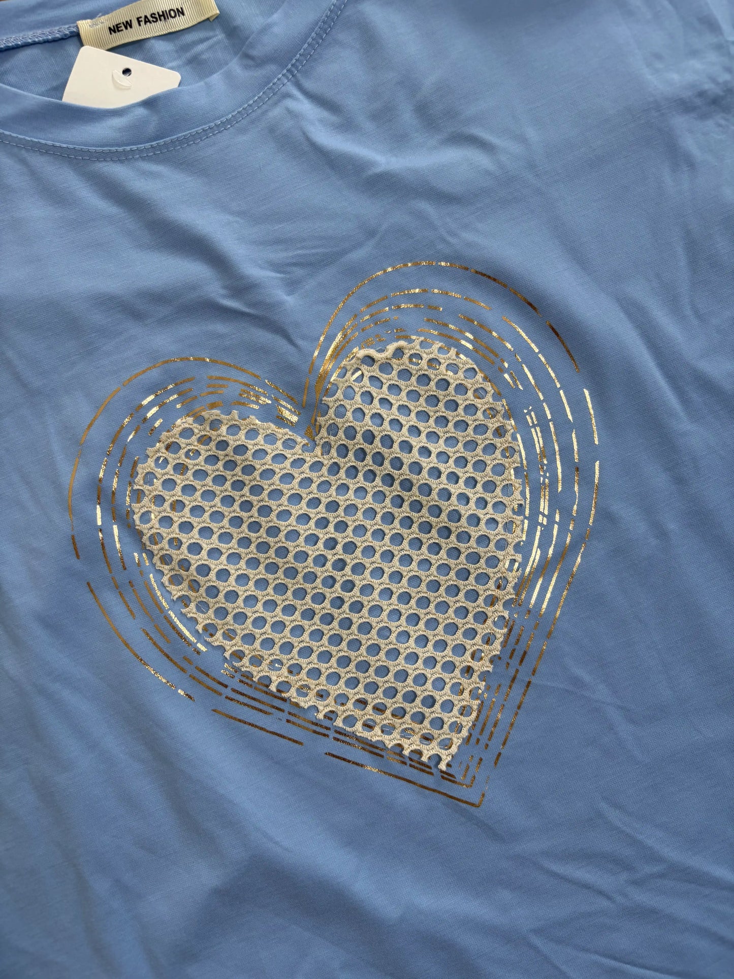 Shirt "Gitterherz" Mittelblau