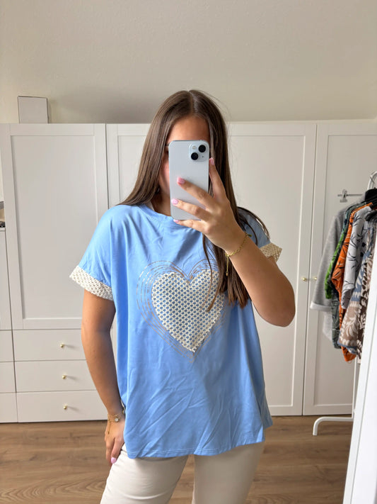 Shirt "Gitterherz" Mittelblau