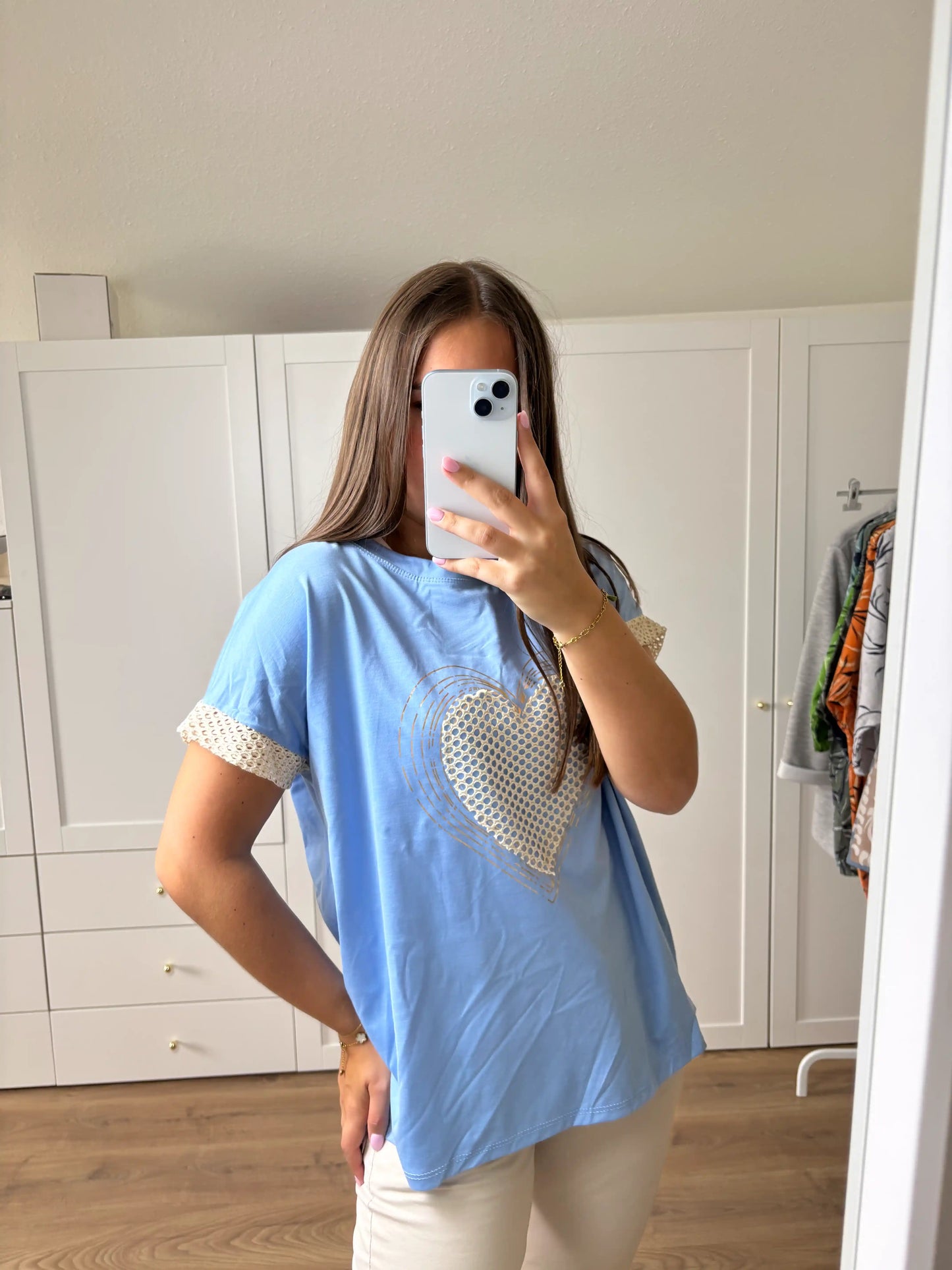 Shirt "Gitterherz" Mittelblau