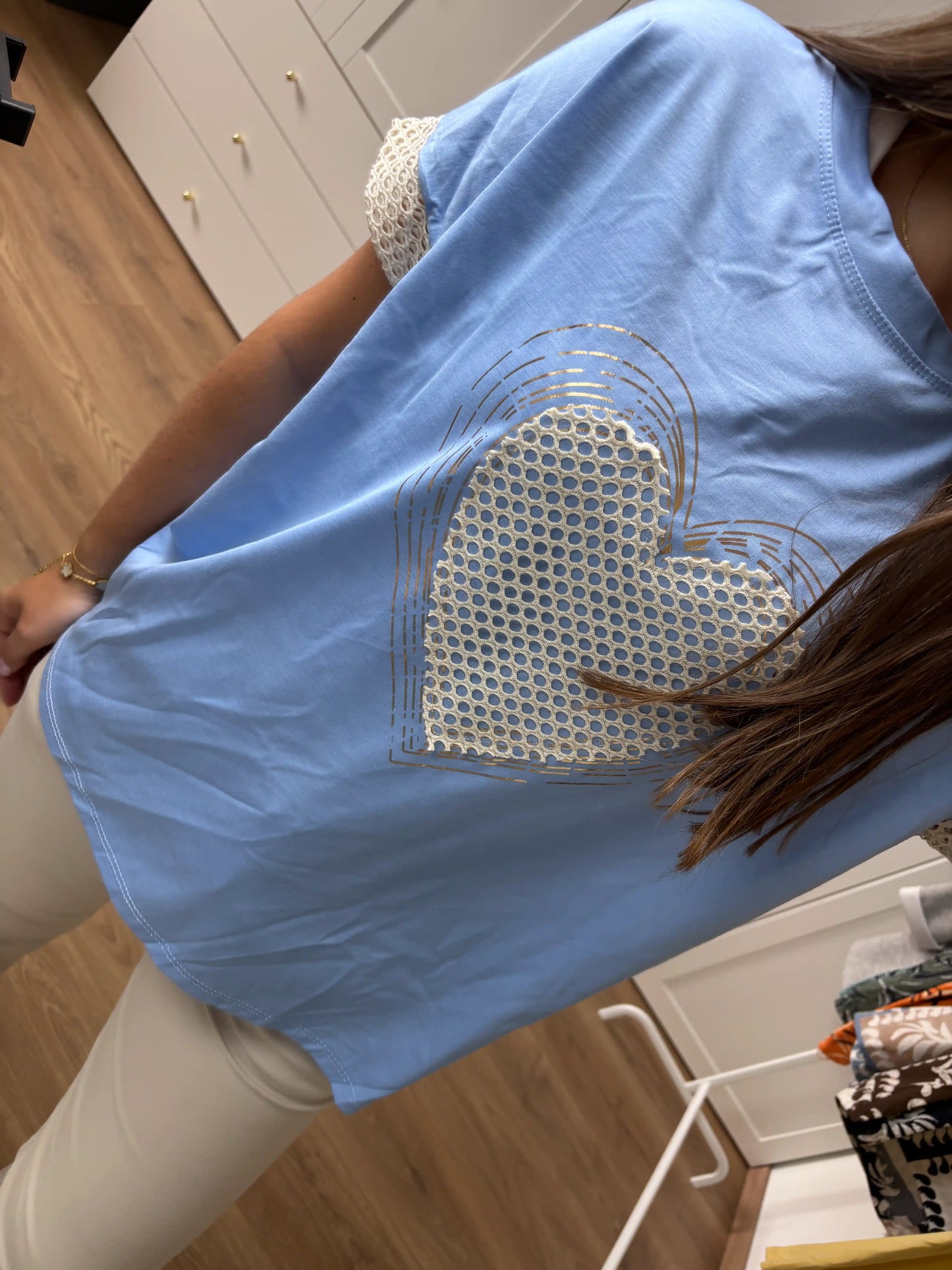 Shirt "Gitterherz" Mittelblau