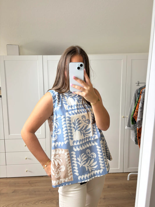 Bluse "Leafs" Hellblau