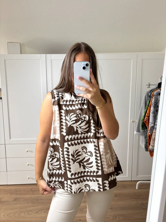 Bluse "Leafs" Schokobraun