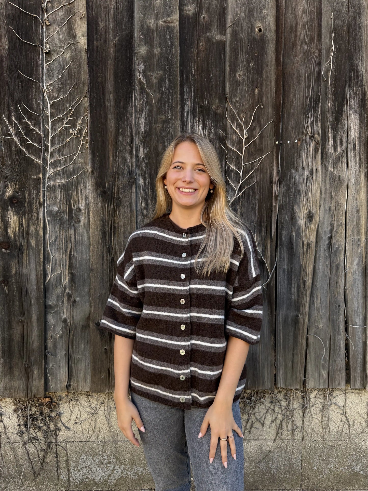 Cardigan "Happystripes" Schokobraun