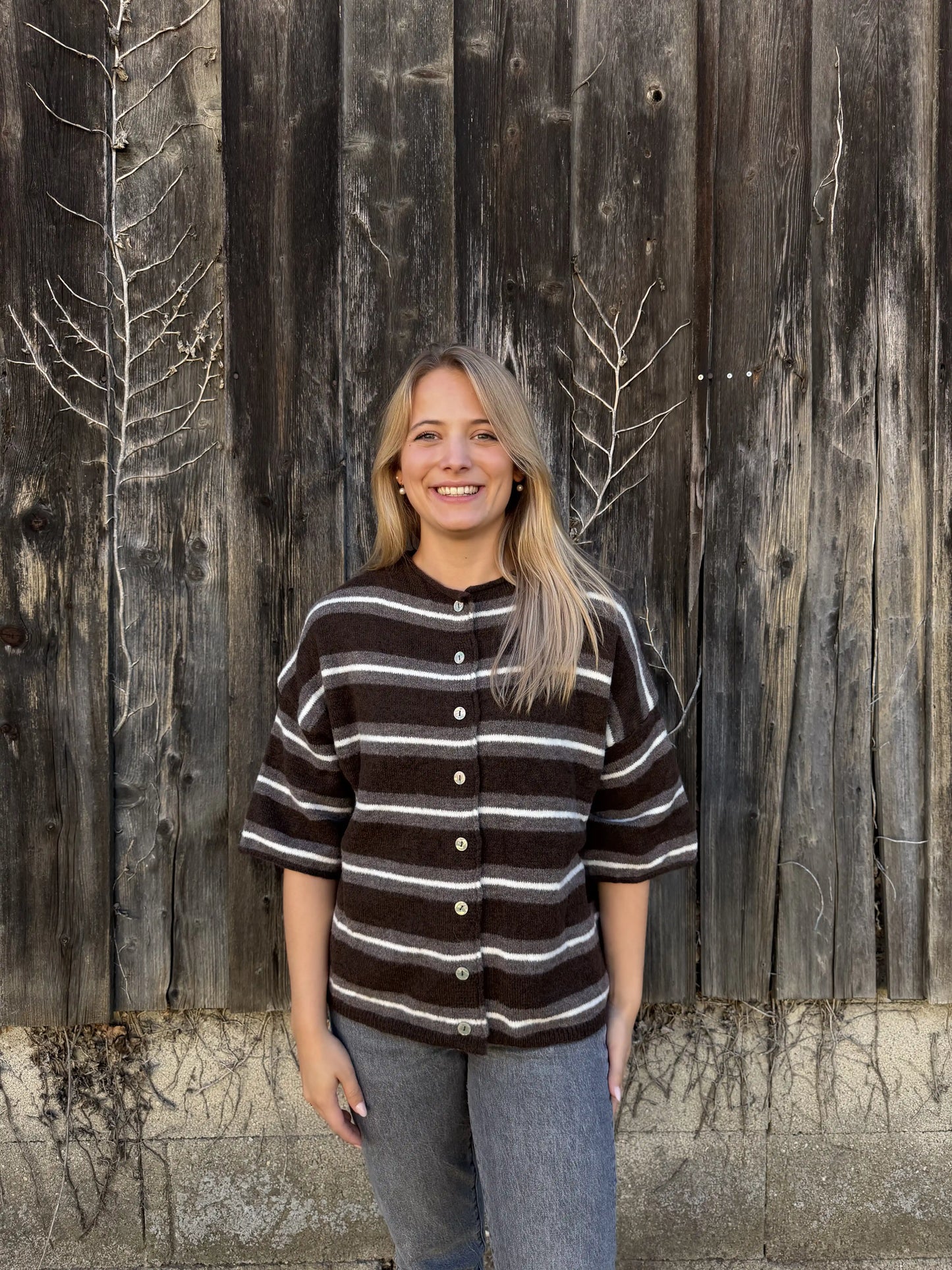 Cardigan "Happystripes" Schokobraun