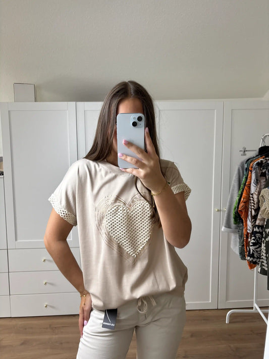 Shirt "Gitterherz" Beige