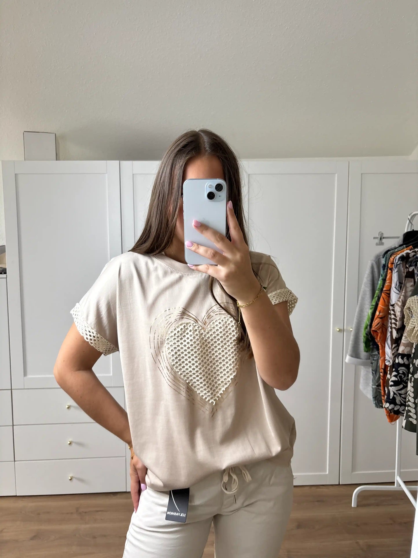 Shirt "Gitterherz" Beige