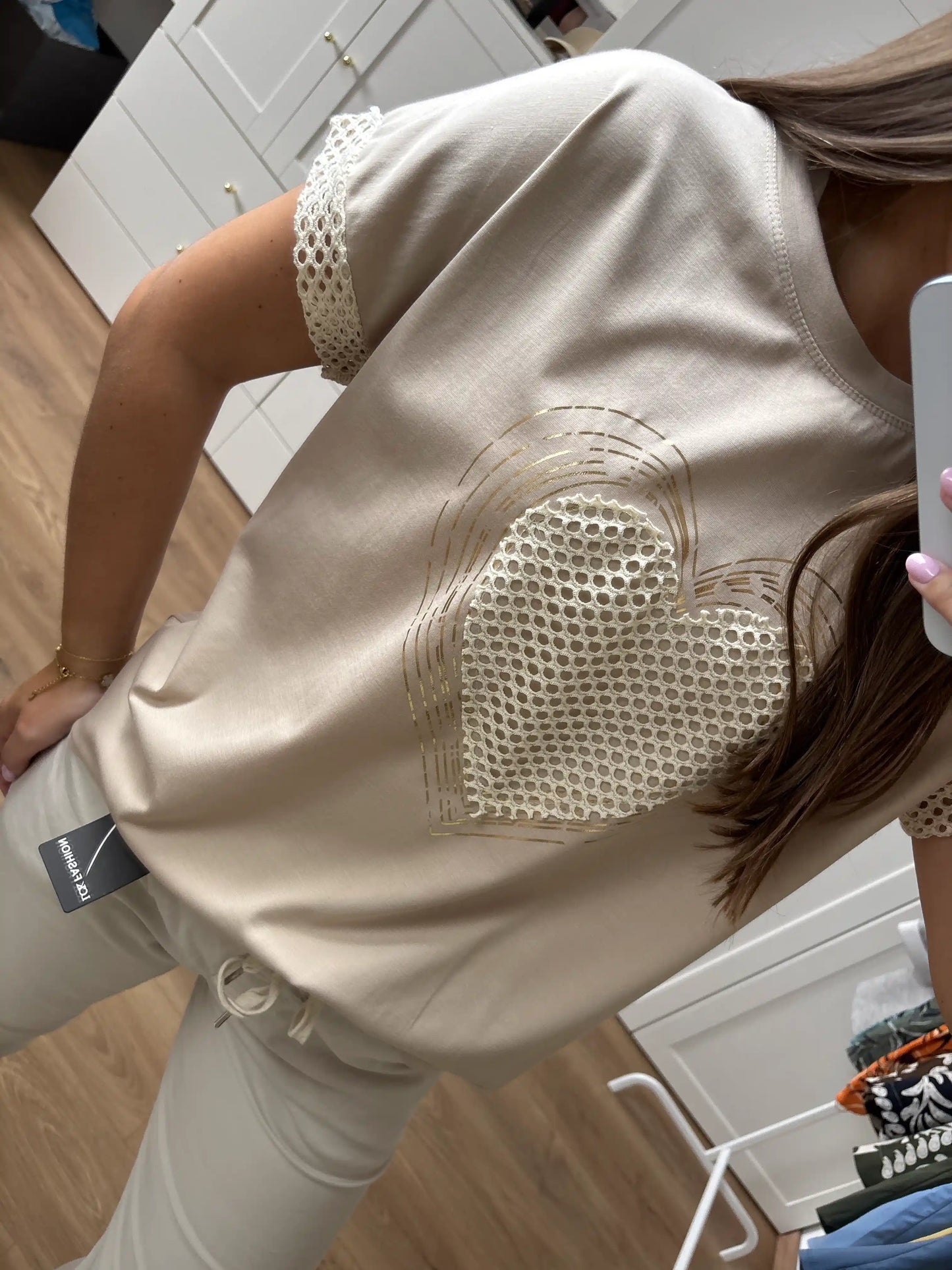 Shirt "Gitterherz" Beige