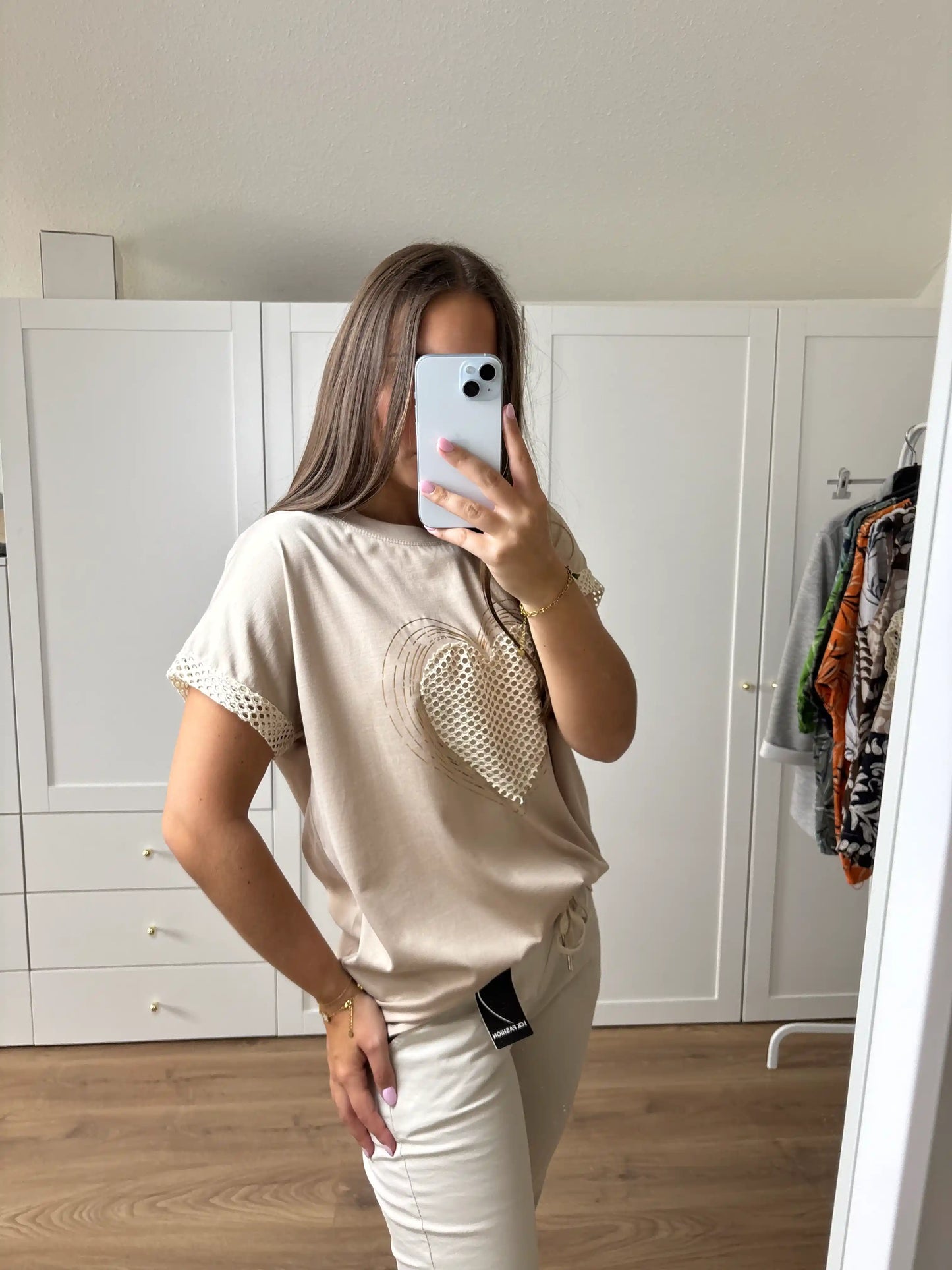 Shirt "Gitterherz" Beige