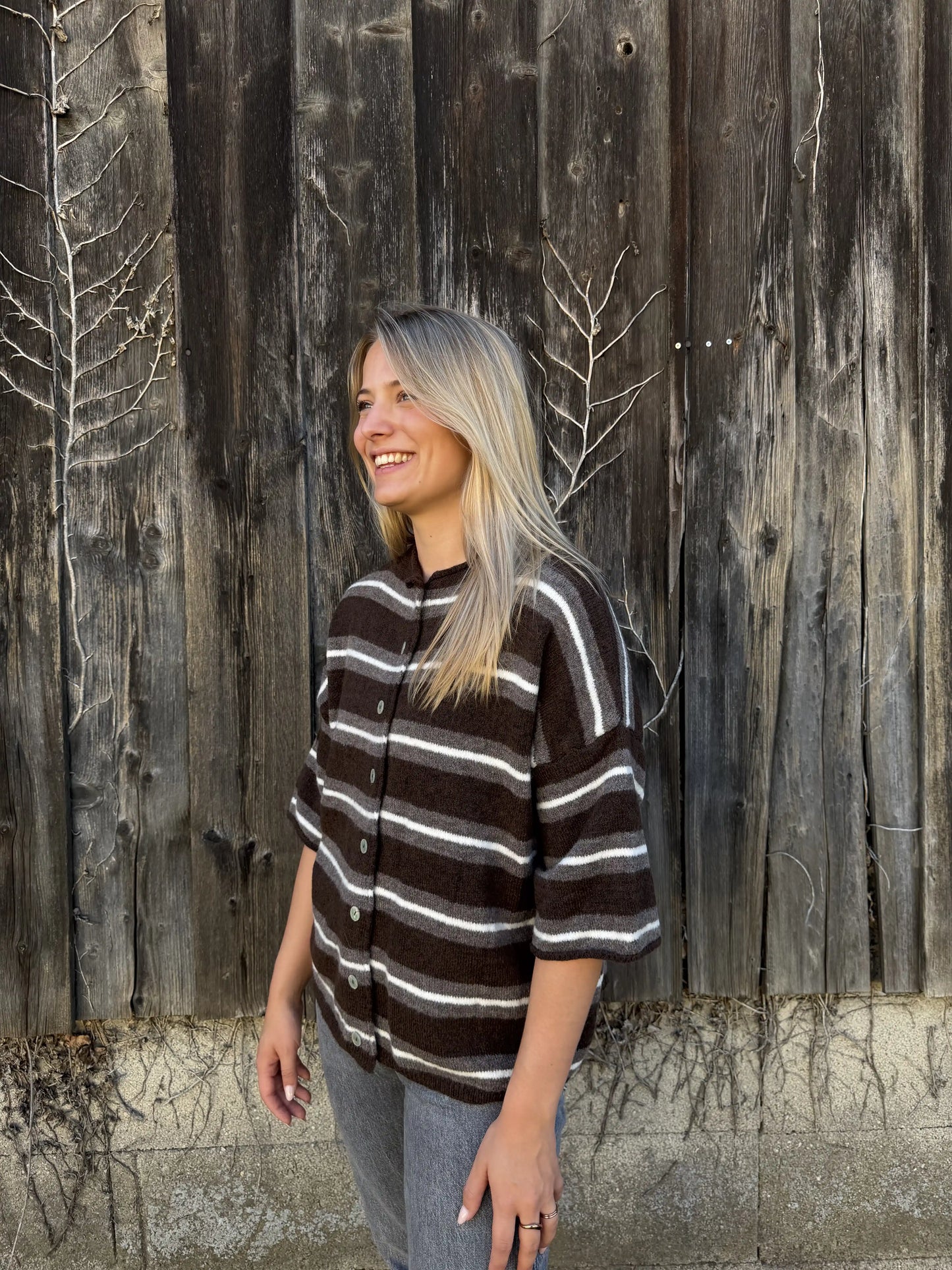 Cardigan "Happystripes" Schokobraun