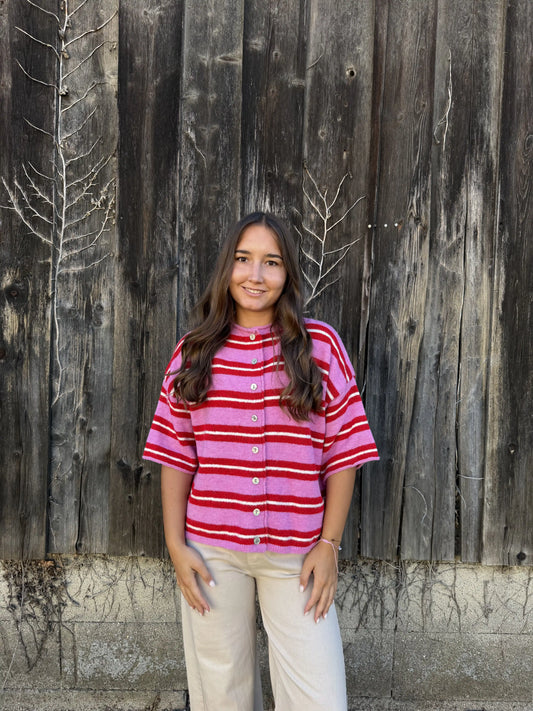 Cardigan "Happystripes" Pink