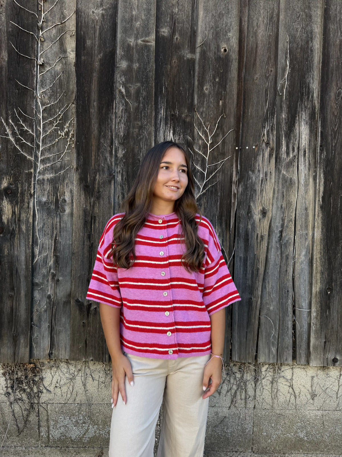 Cardigan "Happystripes" Pink