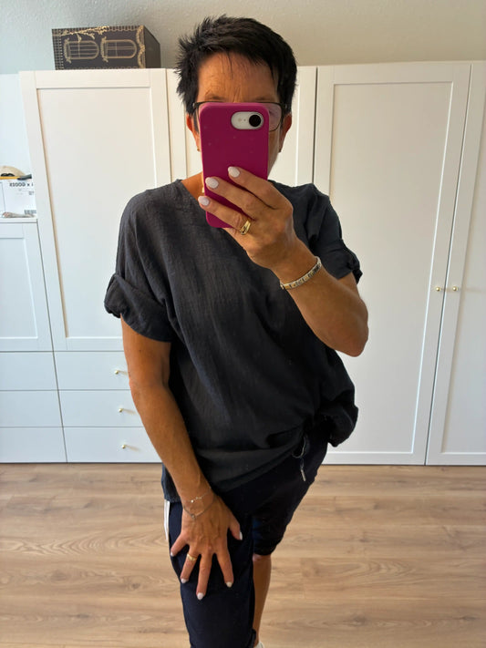 Shirt "Linooptik" Dunkelblau