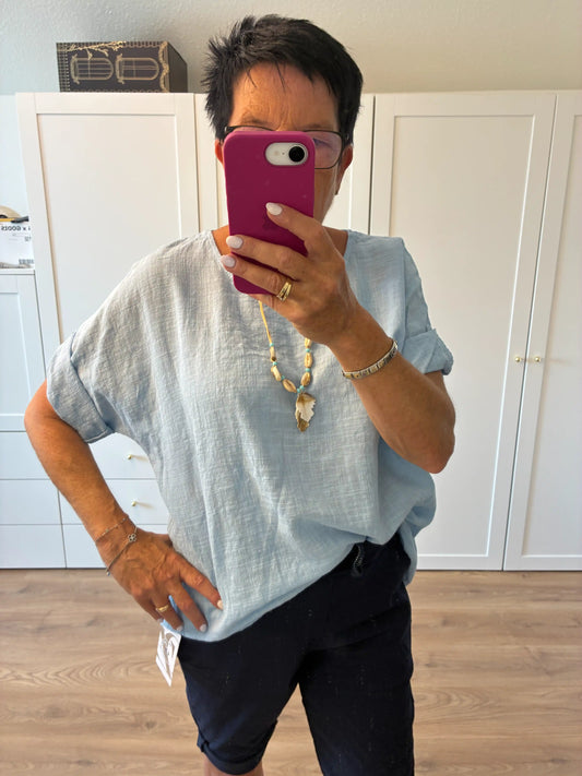 Shirt "Linooptik" Hellblau