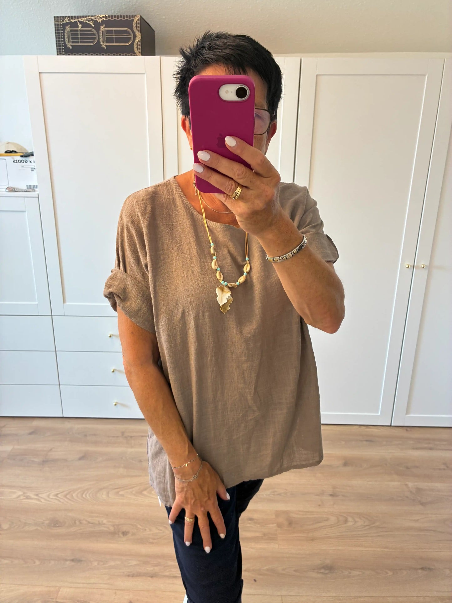 Shirt "Linooptik" Taupe