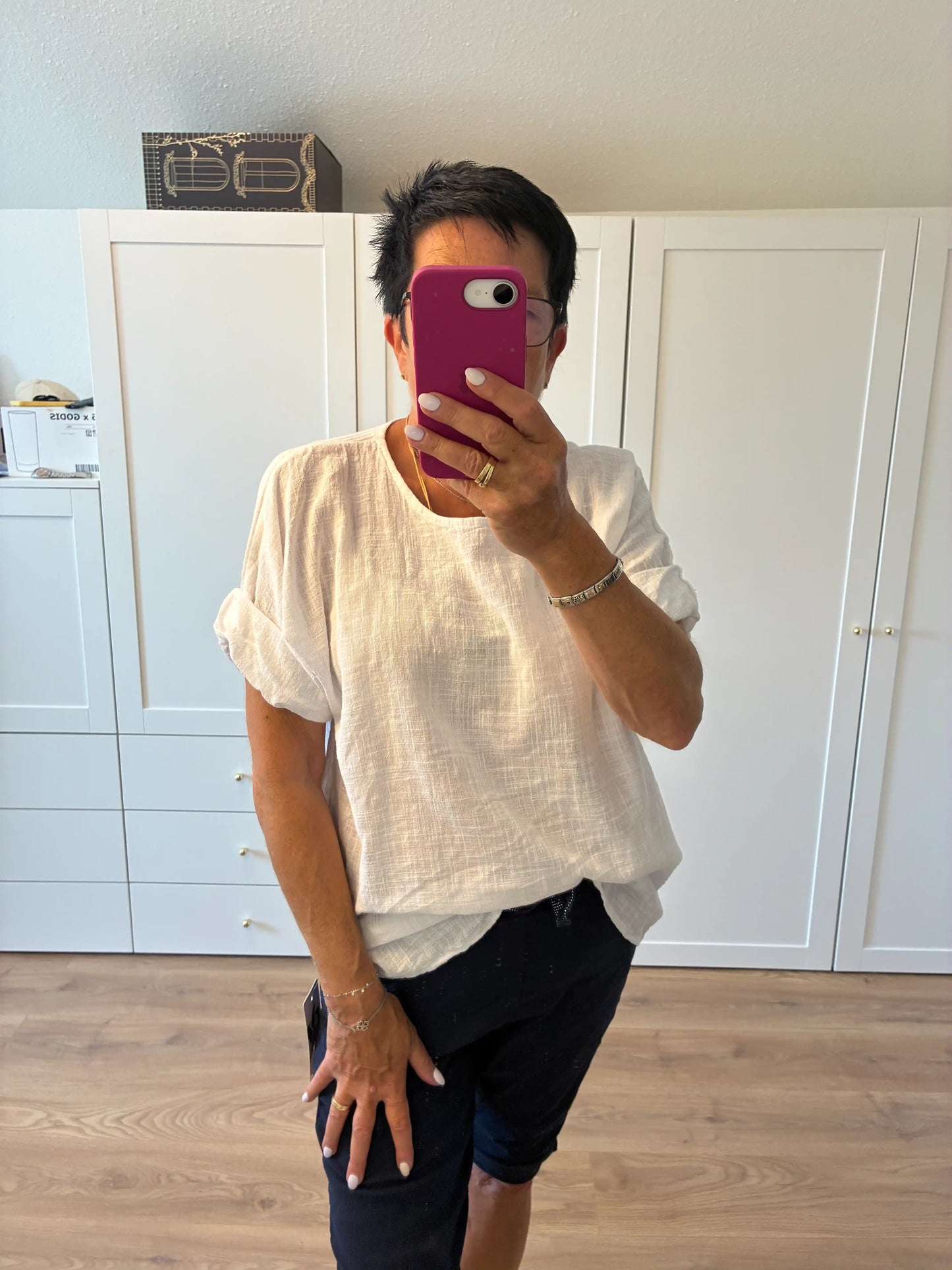Shirt "Linooptik" Weiß