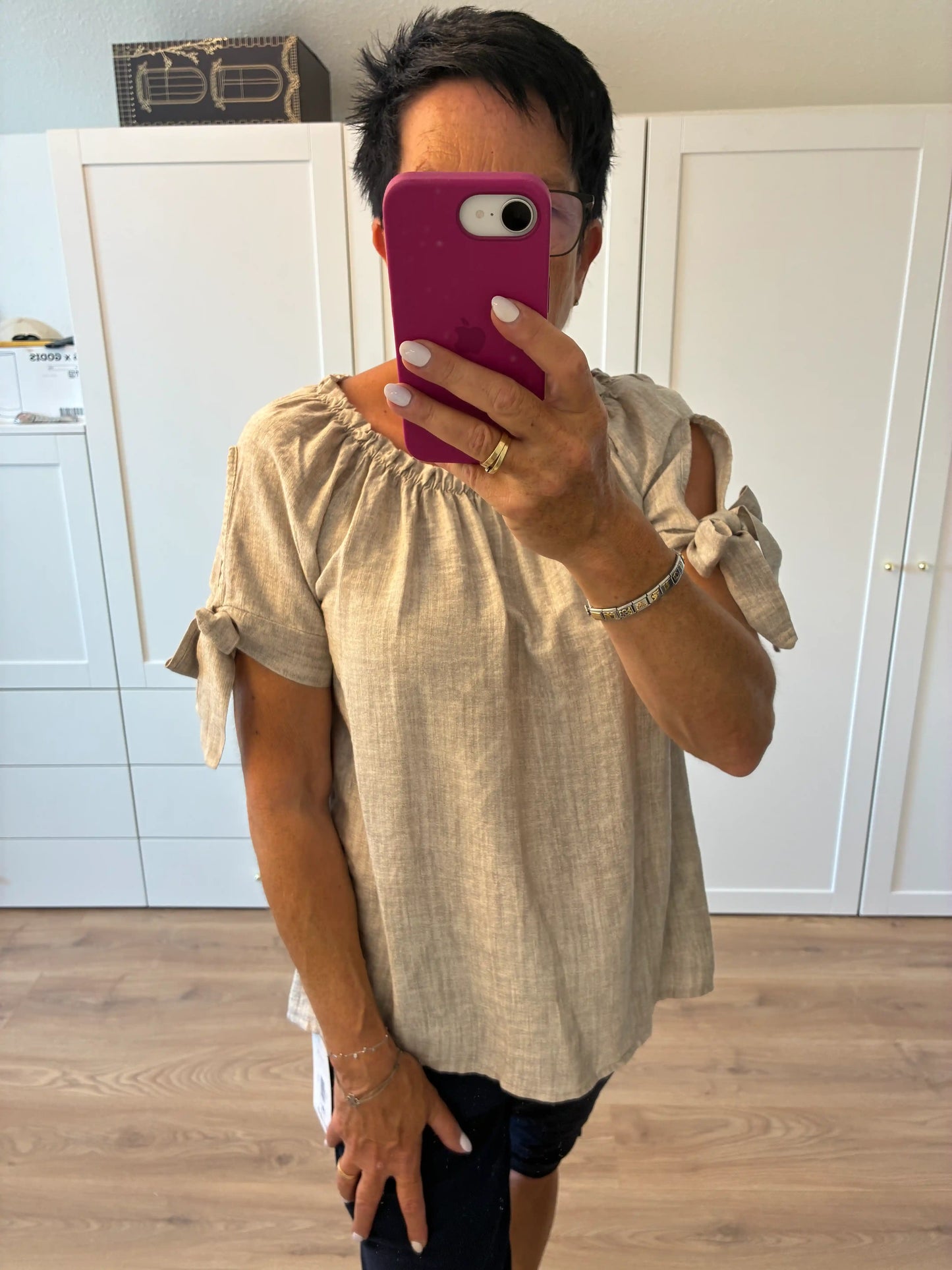 Off-Shoulder Bluse "Meliert" Beige