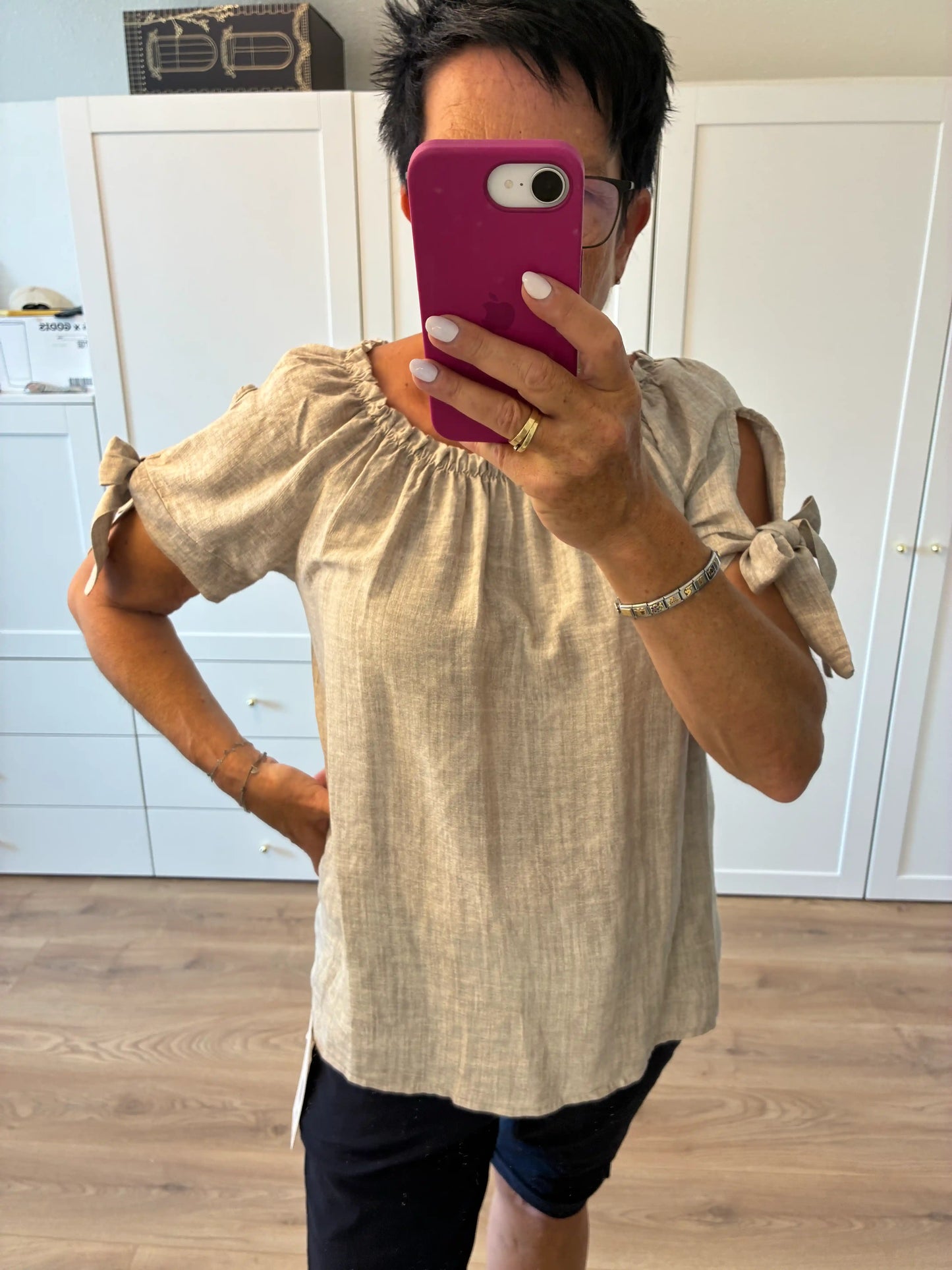 Off-Shoulder Bluse "Meliert" Beige