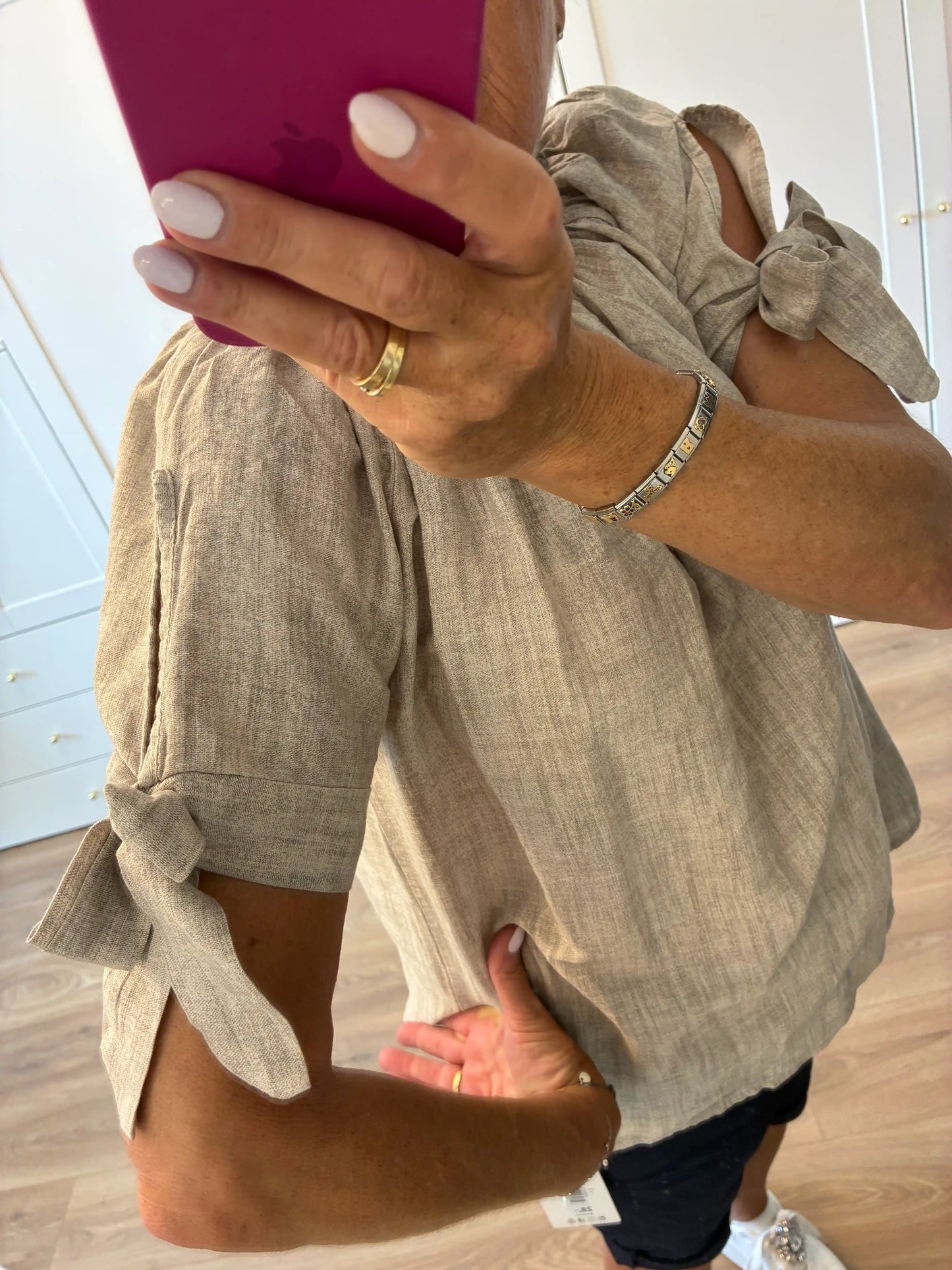 Off-Shoulder Bluse "Meliert" Beige
