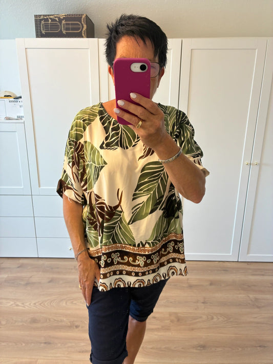 Blusenshirt "Leafs" Grün