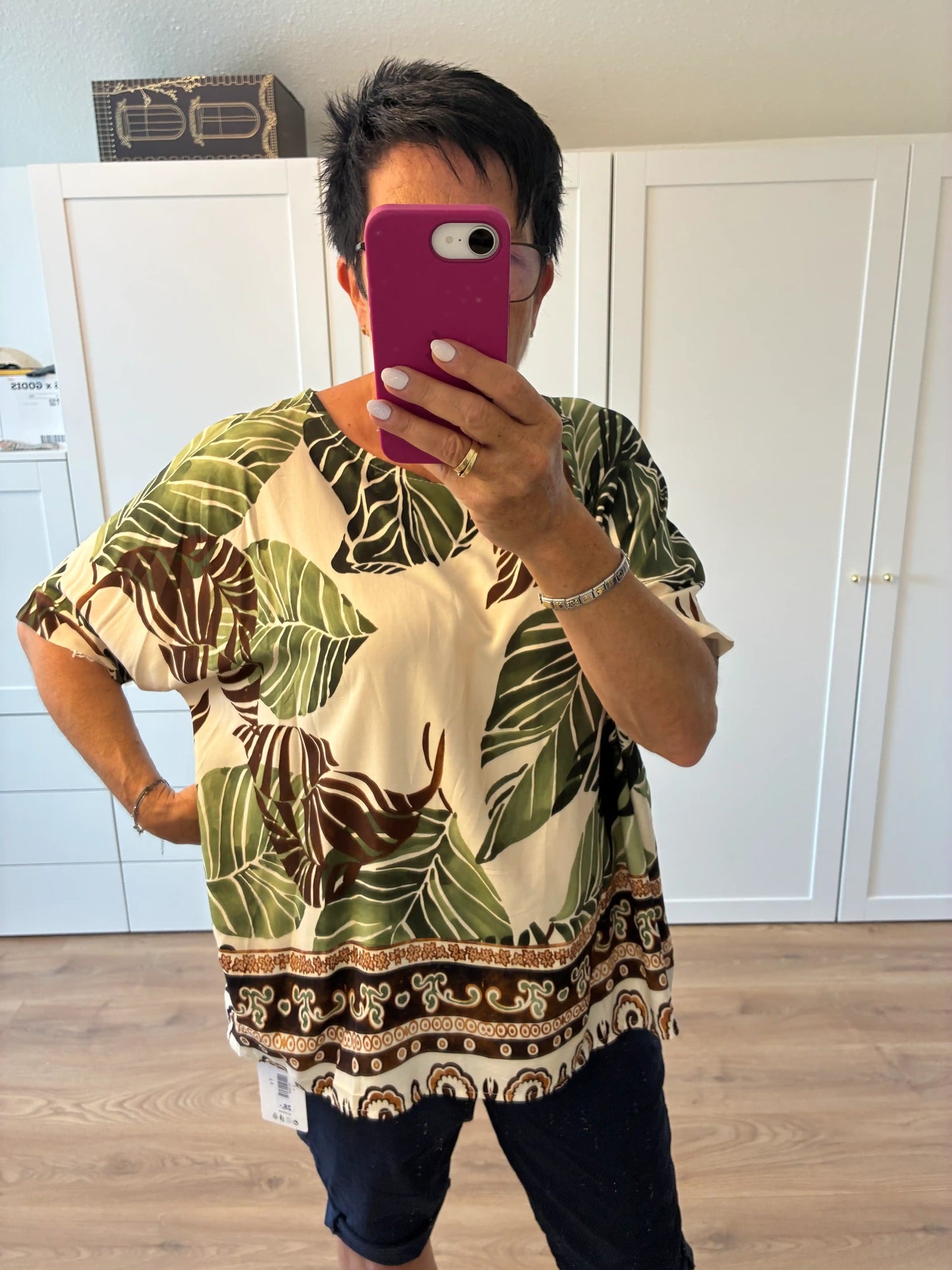 Blusenshirt "Leafs" Grün