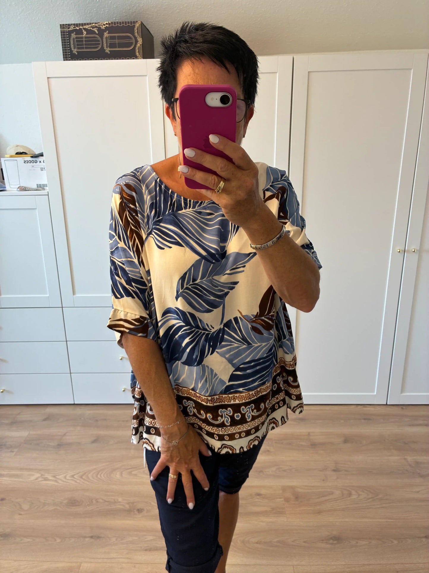 Blusenshirt "Leafs" Blau