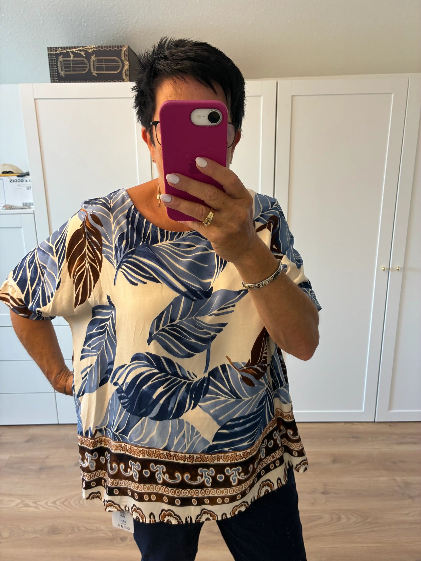 Blusenshirt "Leafs" Blau