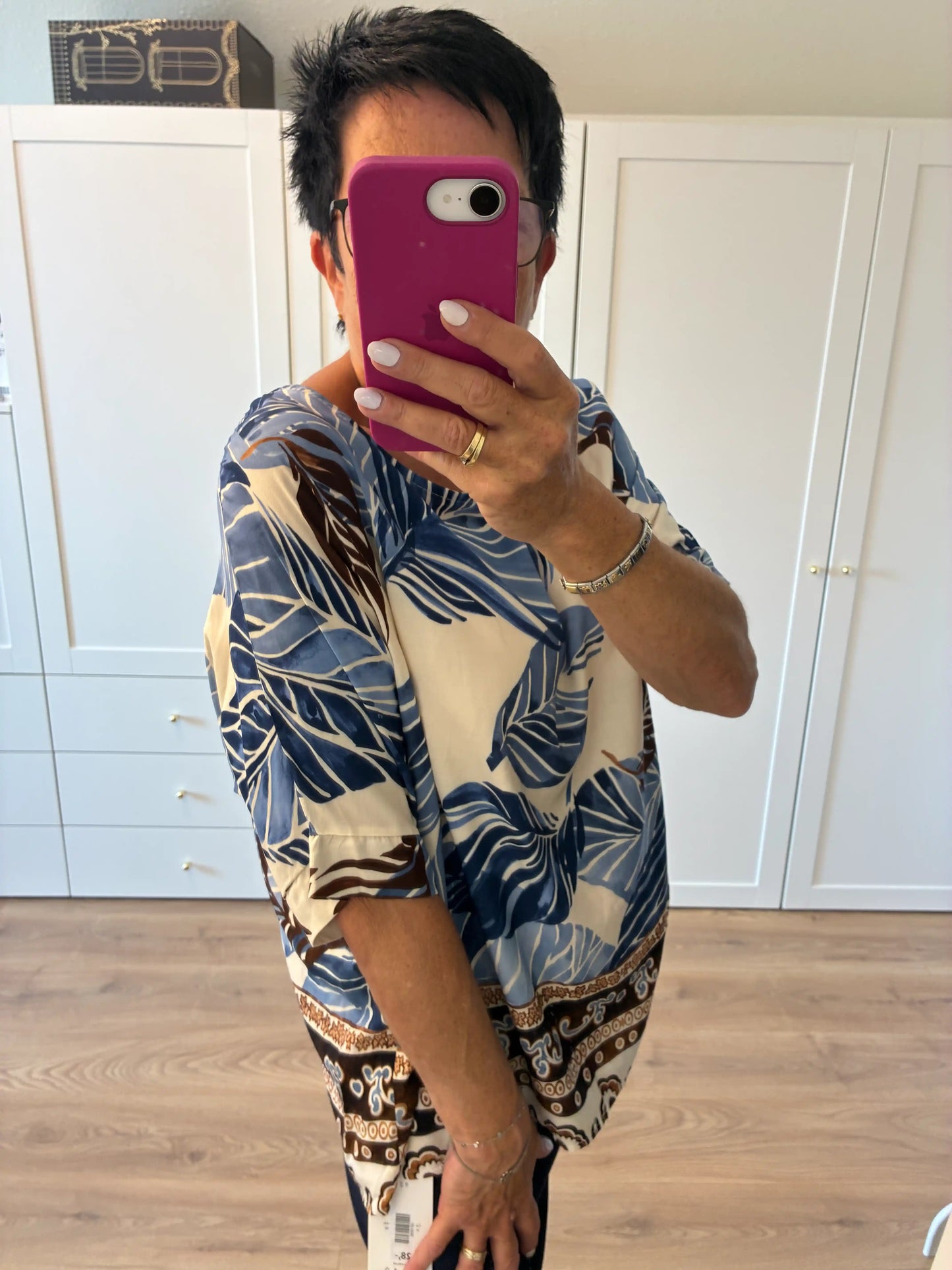 Blusenshirt "Leafs" Blau