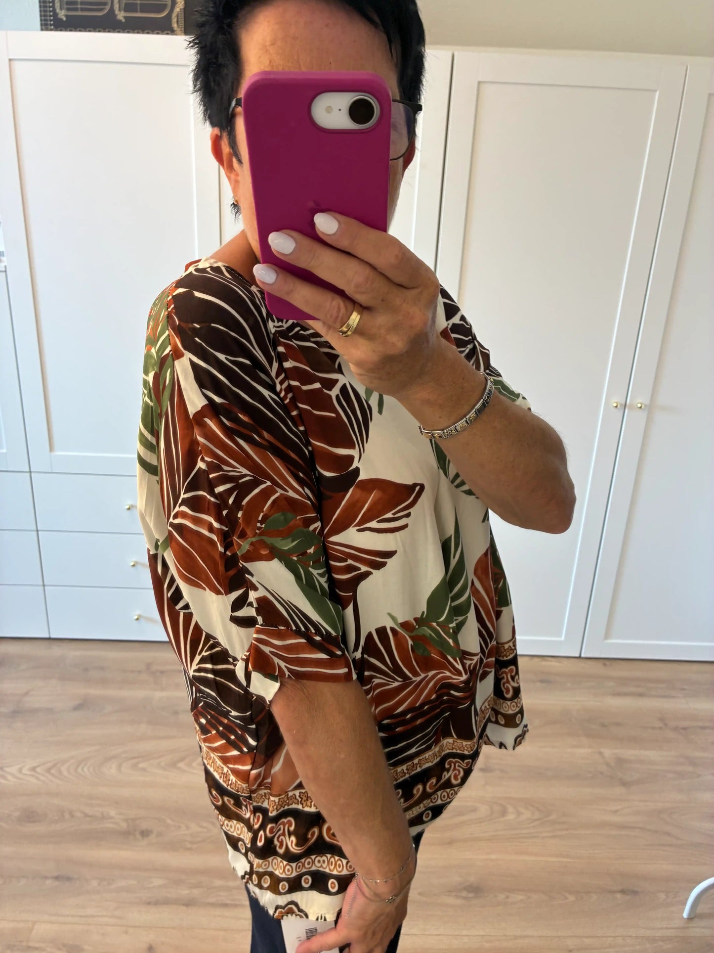 Blusenshirt "Leafs" Braun