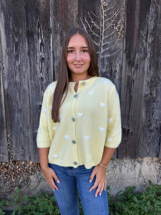 Cardigan "Heartwarming" Pastellgelb