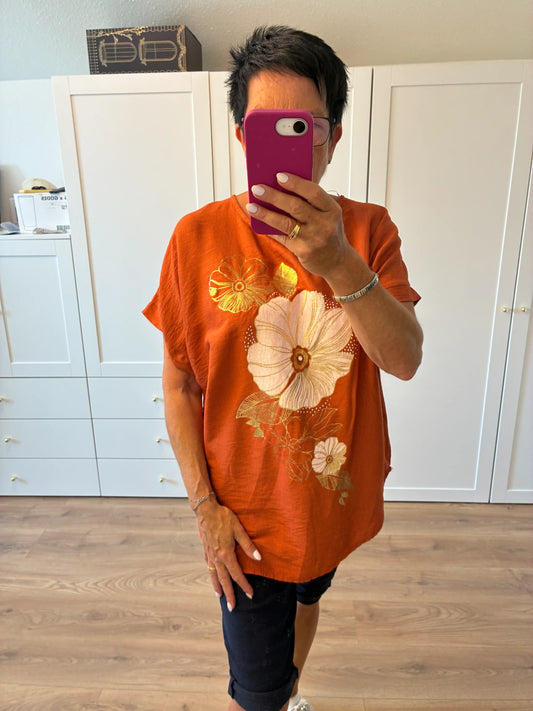 Shirt "Goldblume" Terracotta