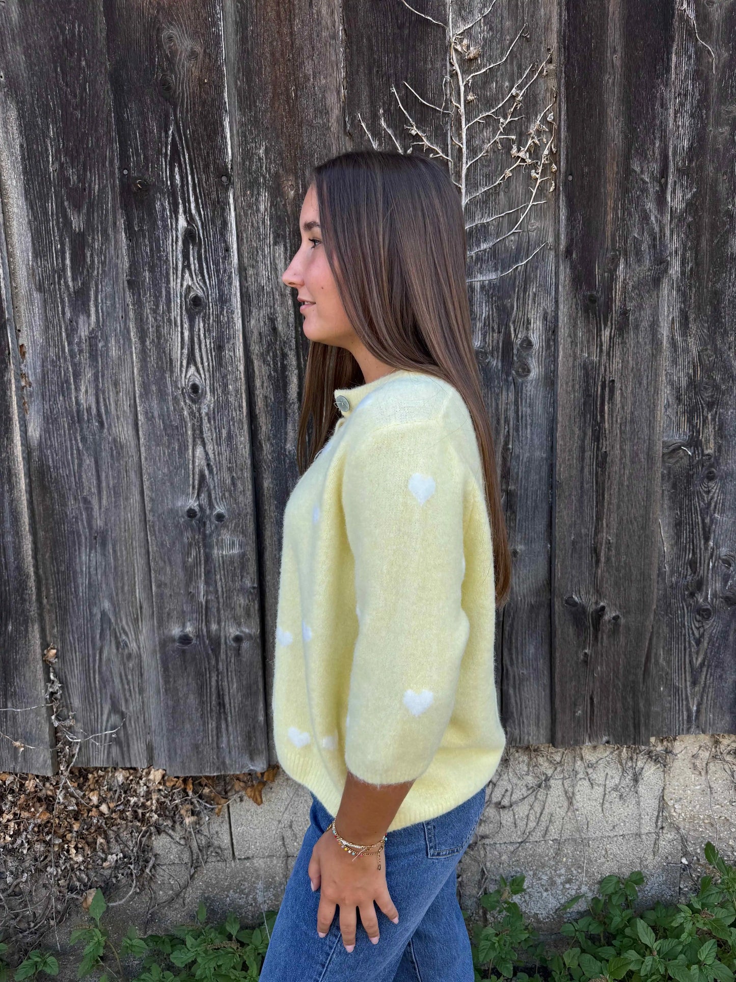 Cardigan "Heartwarming" Pastellgelb