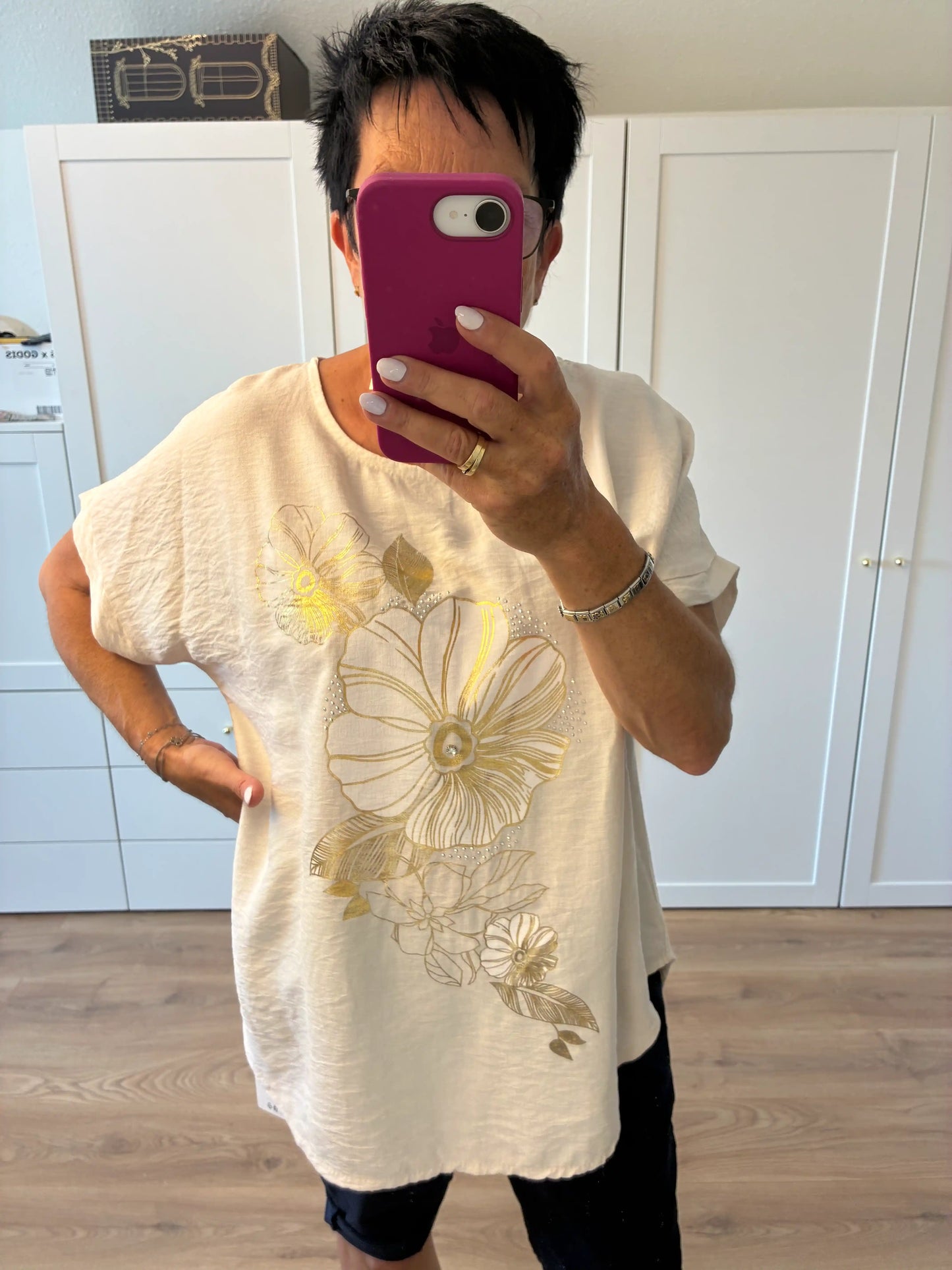 Shirt "Goldblume" Beige