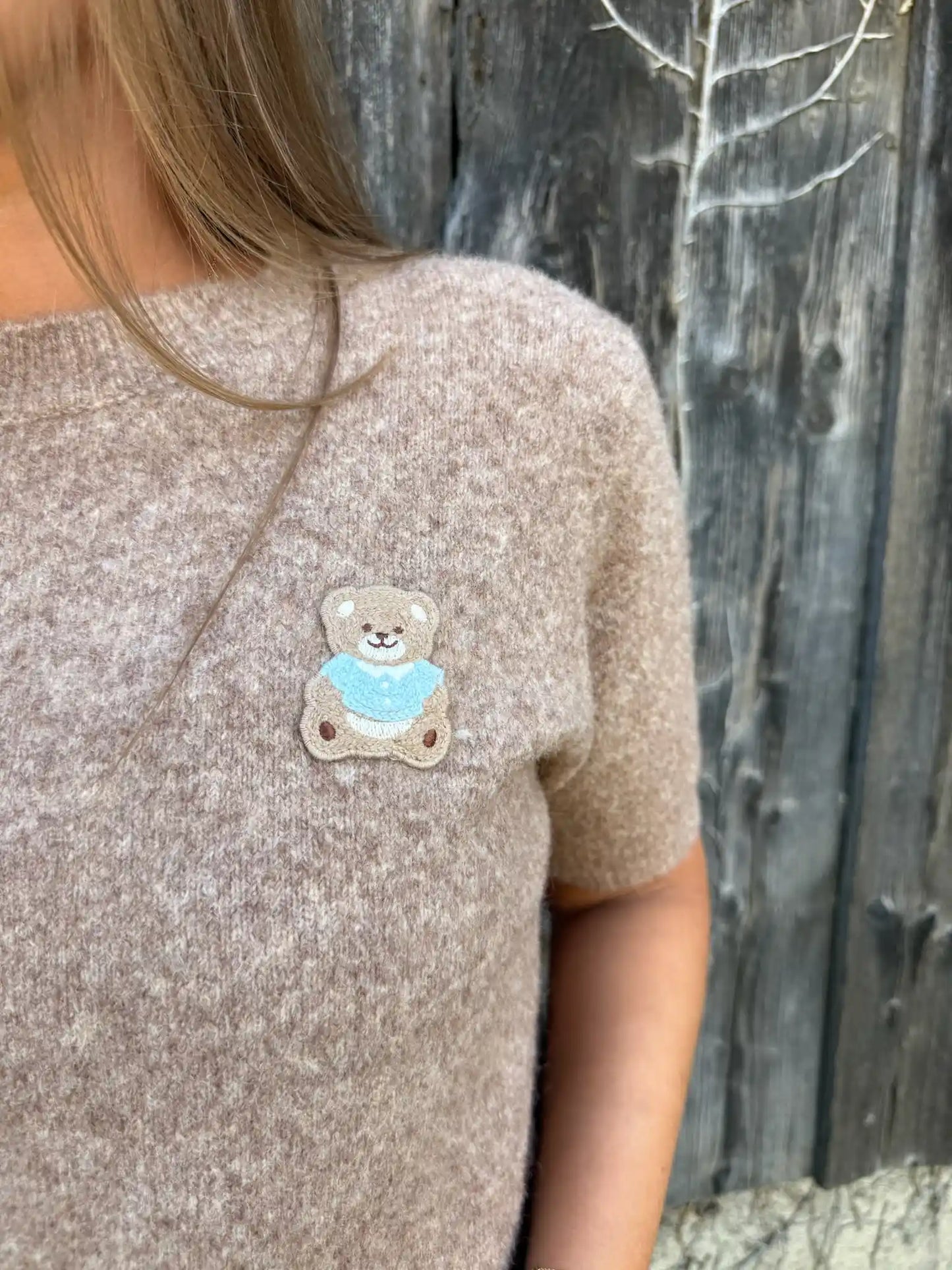 Kurzarmpullover "Teddybear" Taupe