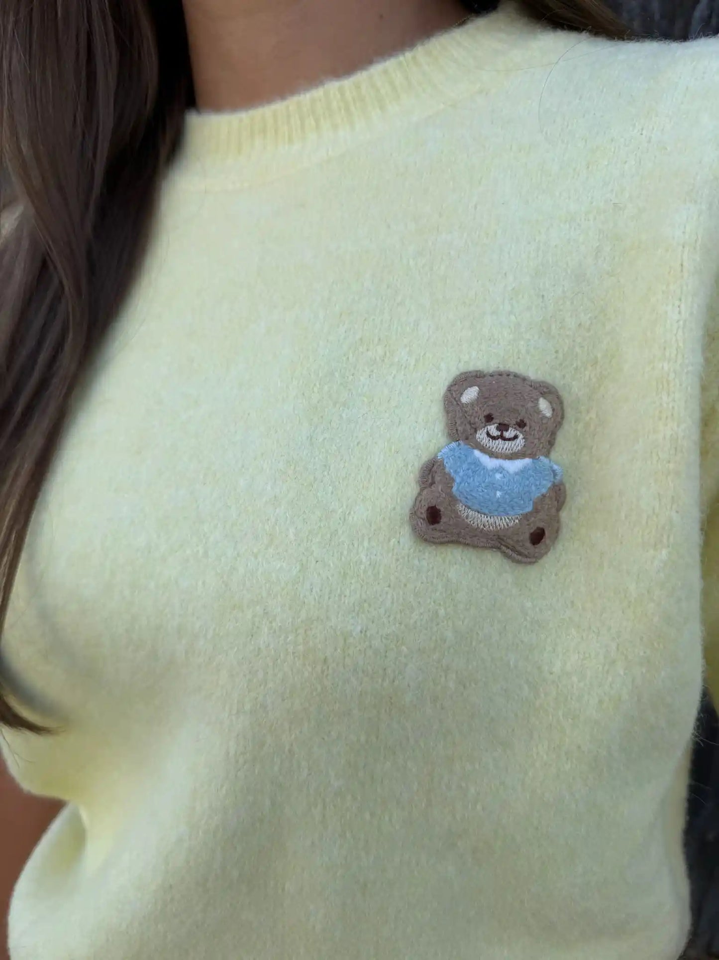 Kurzarmpullover "Teddybear" Pastellgelb