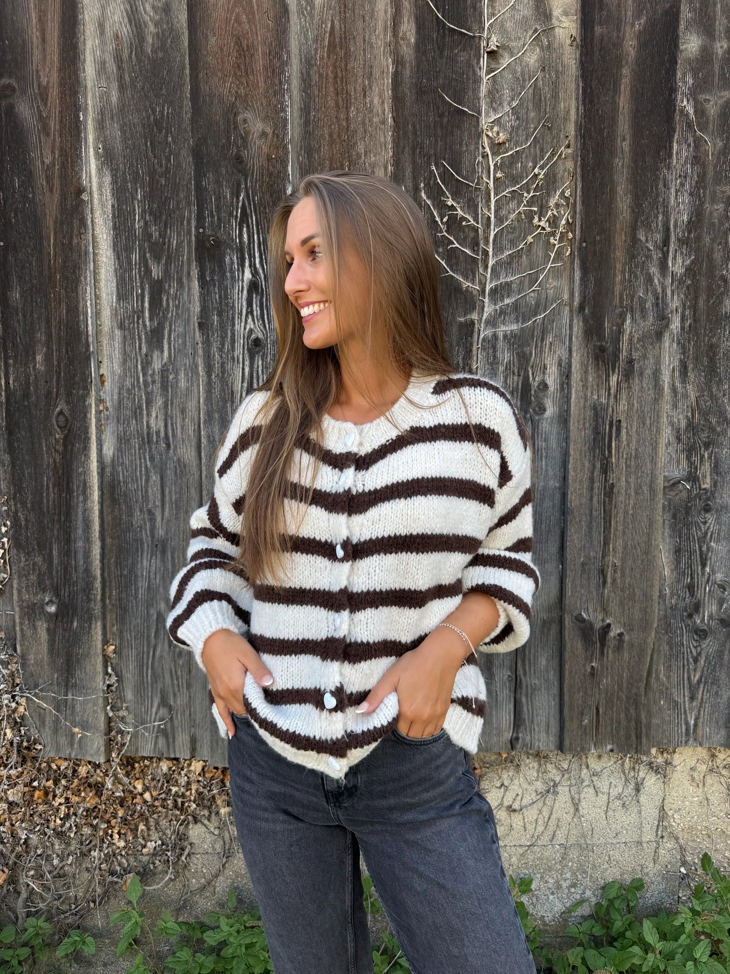 Cardigan "BrownStripe" Beige