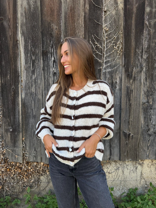 Cardigan "BrownStripe" Beige