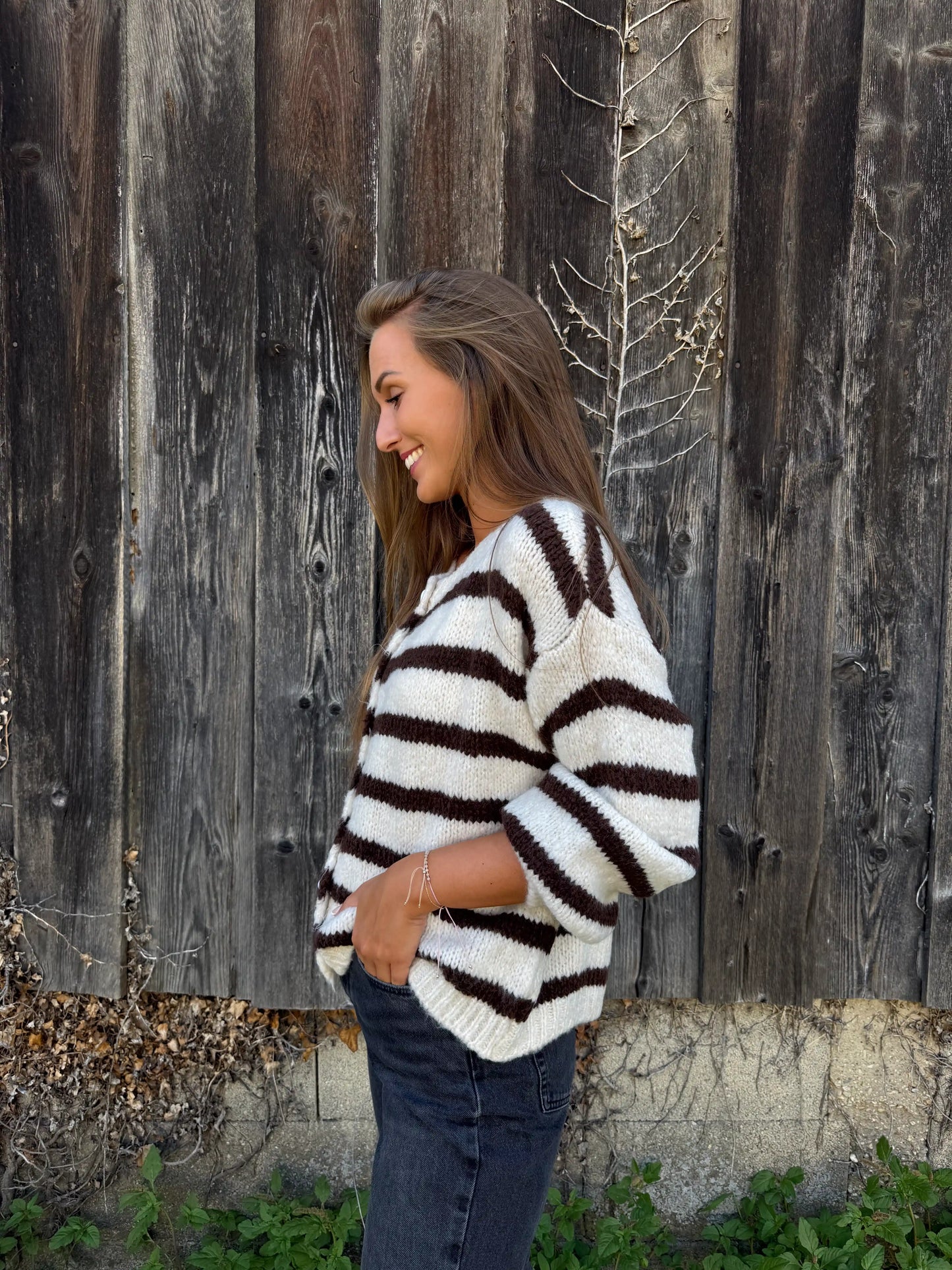 Cardigan "BrownStripe" Beige