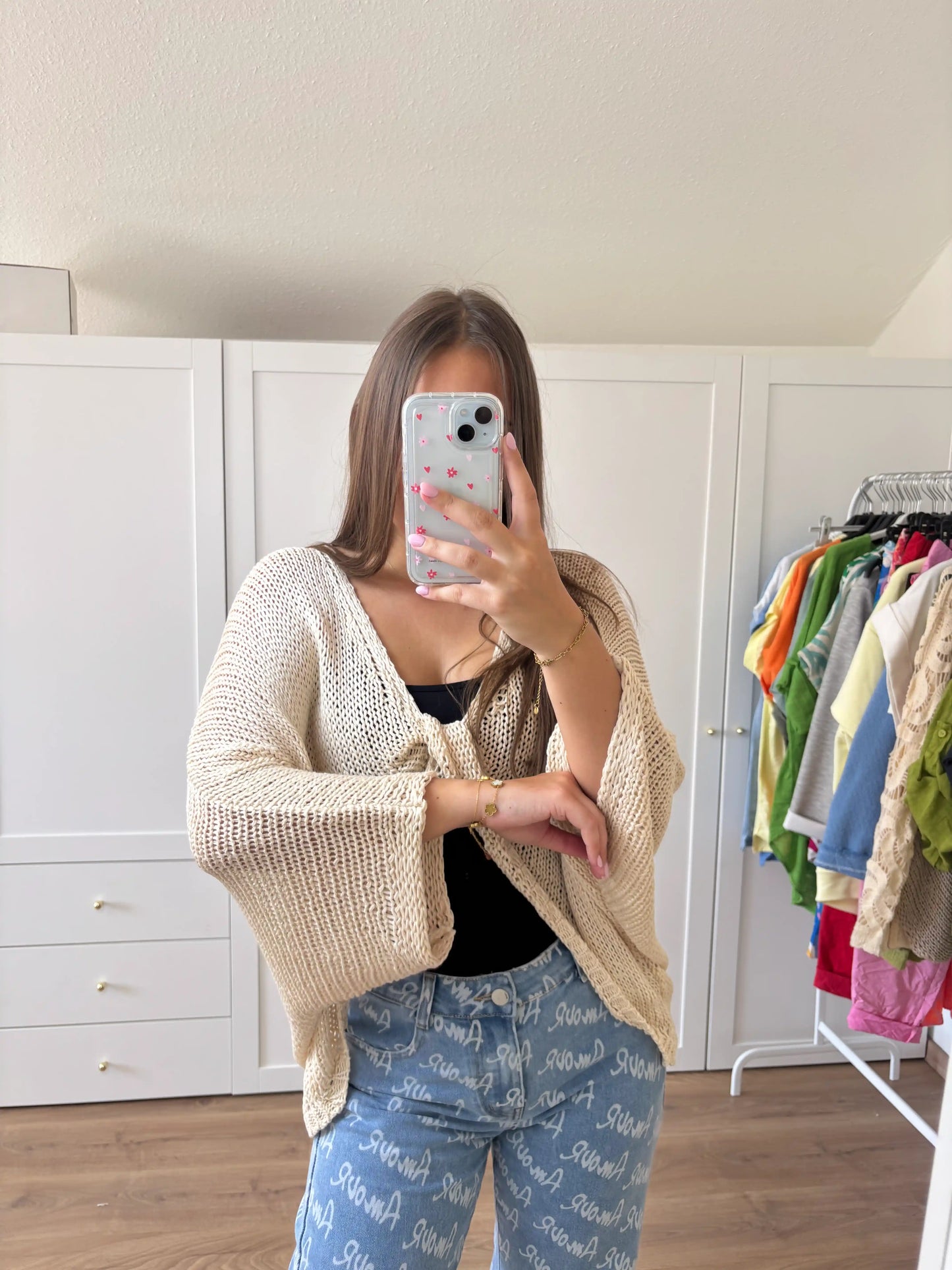 Strickponcho I Beige