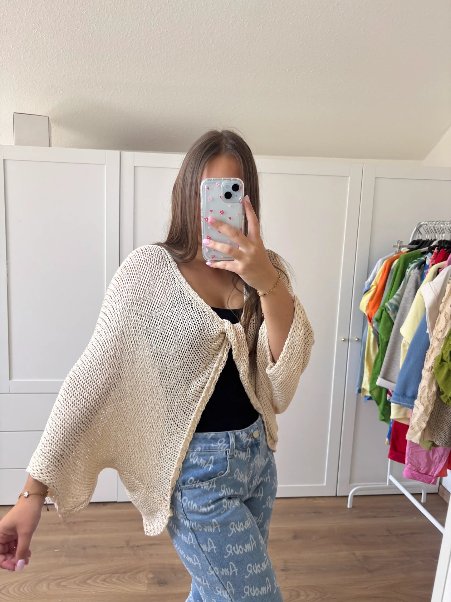 Strickponcho I Beige
